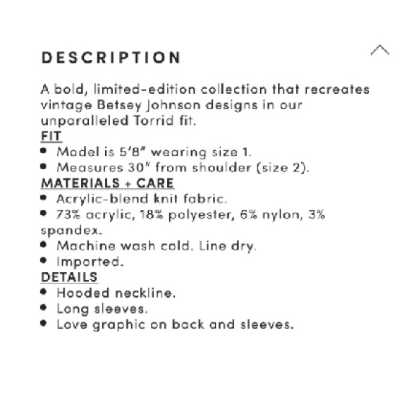 Torrid x Betsey Johnson Zip Up Hoodie Sweater 2X - Picture 8 of 8